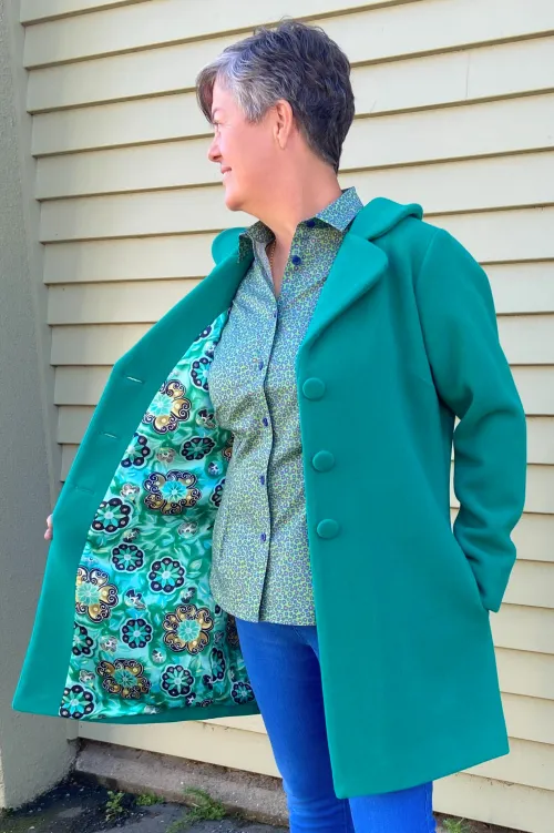 Lee-Anne looking fab in 'Jade Spring' Marigold Coat